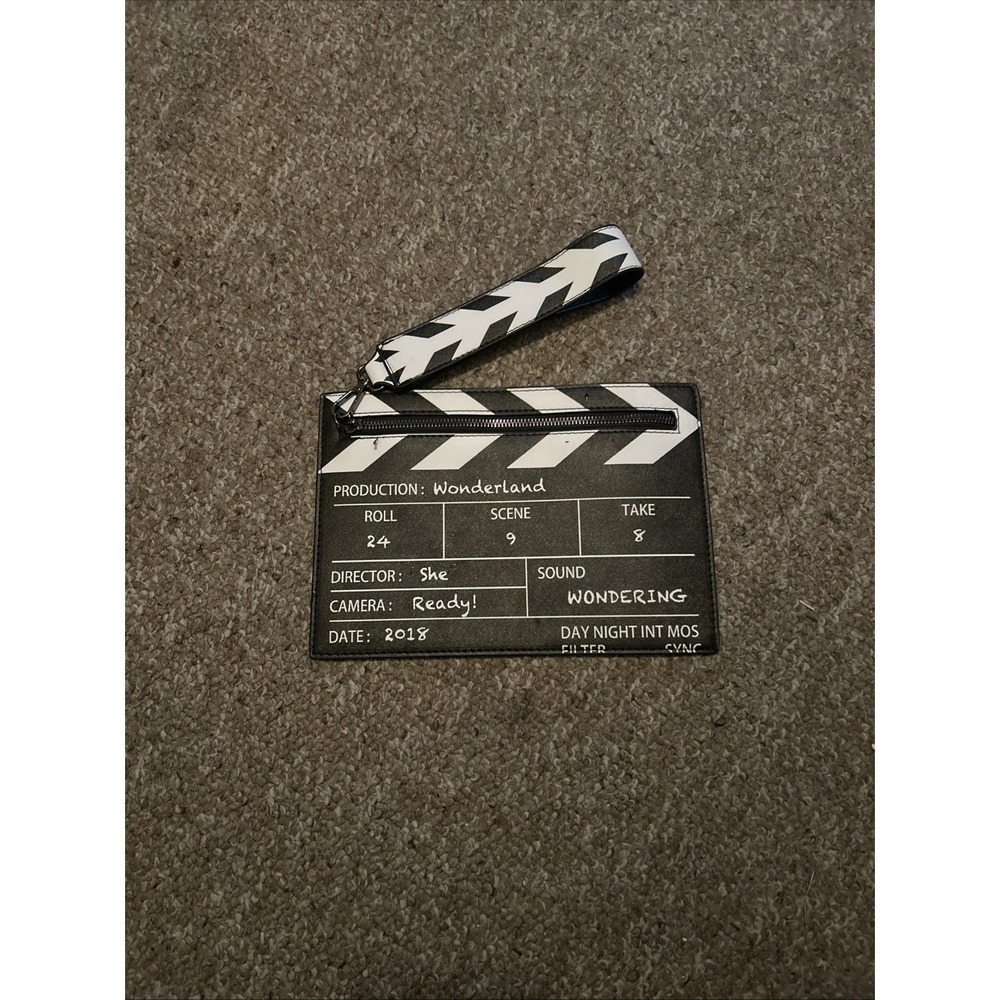 Movie Clapper Board Wrist Bag Scene Film Zip Handbag Purse No shoulder Strap